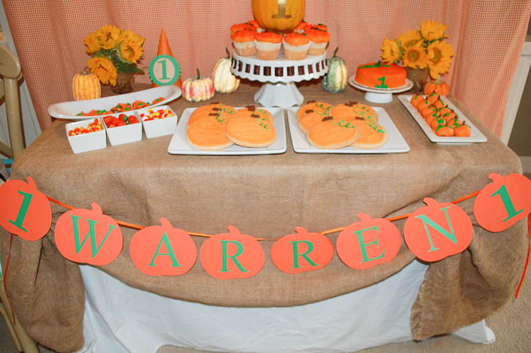 Pumpkin theme first birthday decor