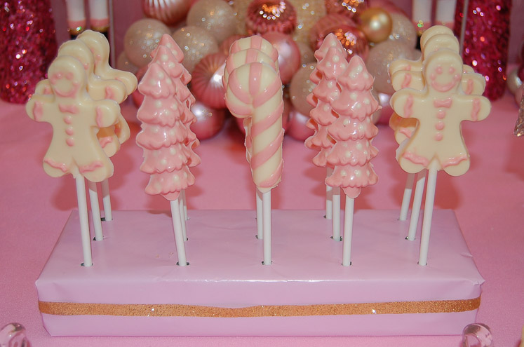 pink and white chocolate nutcracker lollipops