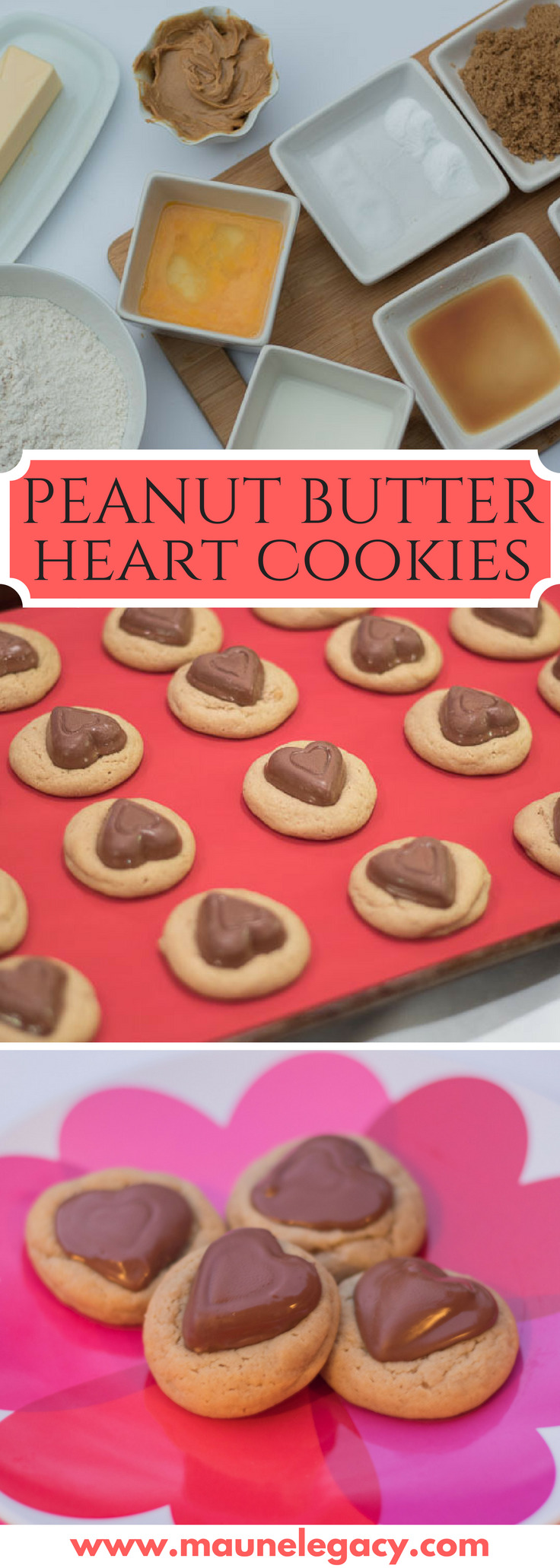 Peanut Butter Heart Cookies: A delectable combination of creamy peanut butter and chocolate. This cookie melts in your mouth! - Peanut Butter Heart Cookies Recipe featured by popular Arkansas lifestyle blogger, Maune Legacy - Peanut Butter Heart Cookies Recipe featured by popular Arkansas lifestyle blogger, Maune Legacy