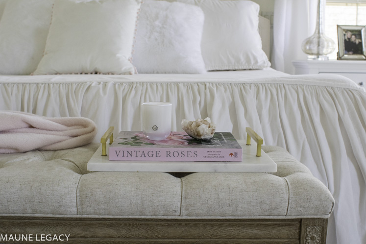 Top Arkansas lifestyle blogger, Jennifer from Maune Legacy, shares stunning white master bedroom design ideas with neutral and white tones. Click here now!