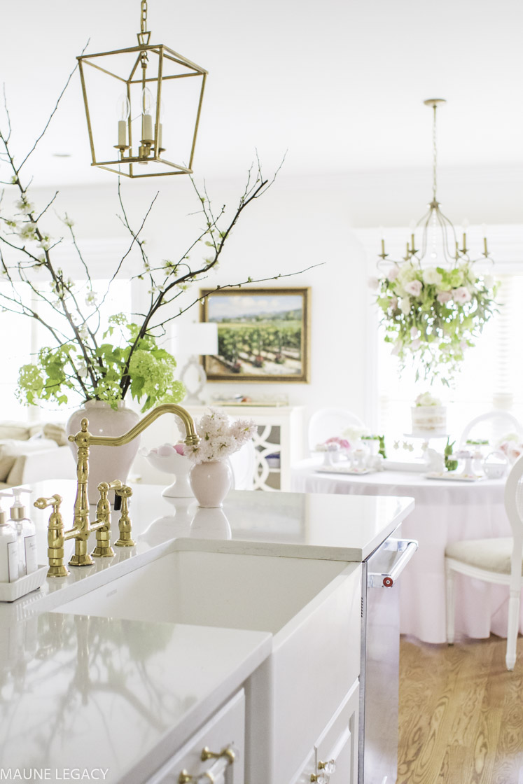Our lovely white kitchen decorated for spring