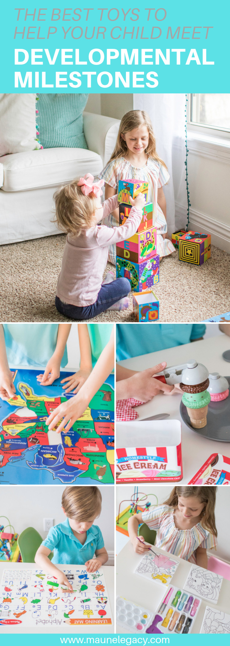 Top Arkansas lifestyle blogger, Jennifer from Maune Legacy, shares the best toys to help your child reach developmental milestones. Click here to read!