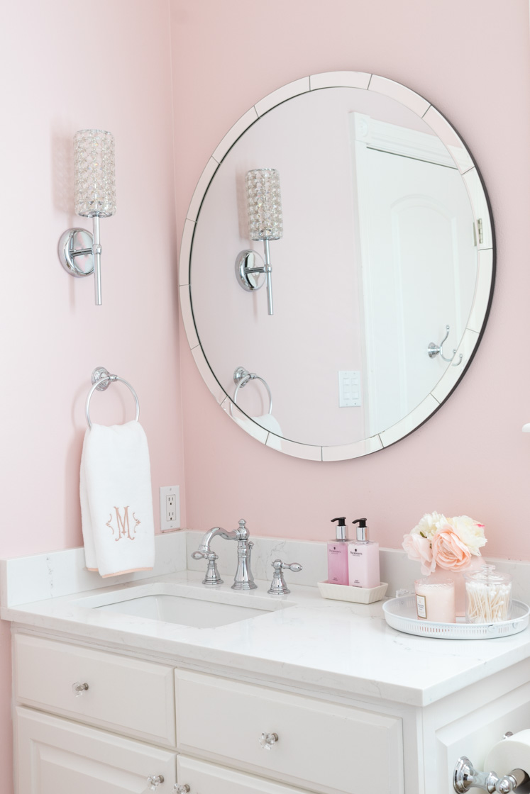 Pink deals bathroom decor