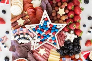 This patriotic charcuterie board is perfect for your Fourth of July party food table. Filled with sweet and savory food options, this patriotic snack board includes tips for building your own and a shopping list.