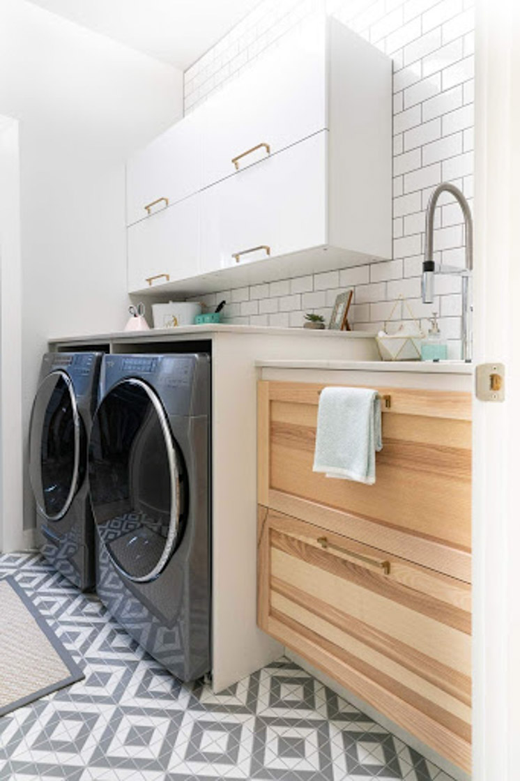 Check out this sleek and stylish laundry update.