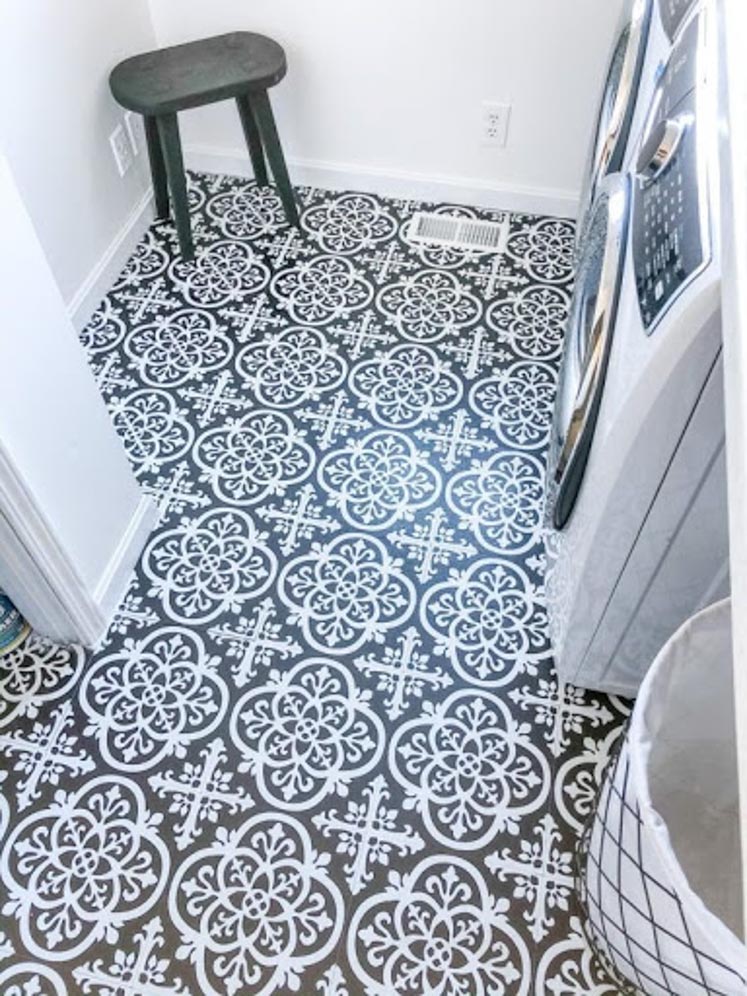 black and white functional laundry room makeover
