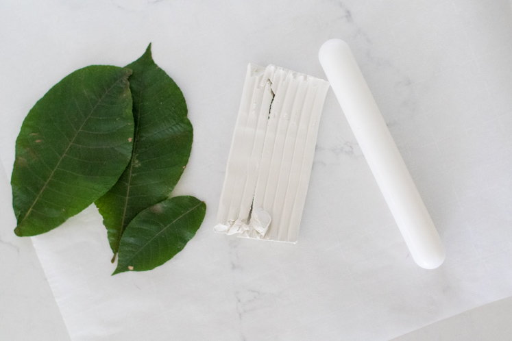 gather supplies to create a leaf embossed trinket dish
