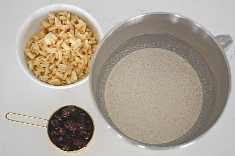 some of the ingredients for making apple cranberry muffins