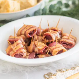 Bacon Wrapped Sausage Recipe This bacon wrapped sausage recipe can be made ahead but is also very quick and easy to assemble, and is a delicious way to enjoy bacon and sausage for brunch or breakfast!