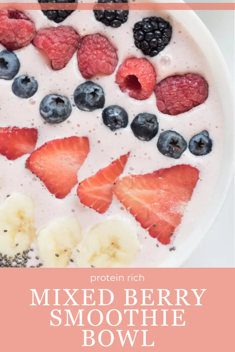 protein rich mixed berry smoothie bowl pin