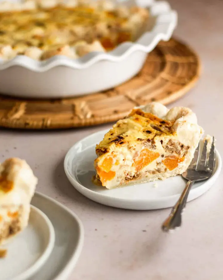 Butternut Squash Quiche with Bacon and Carmelized Onion