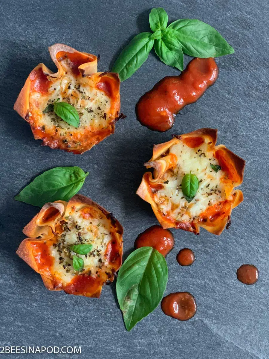 pizza wonton cups