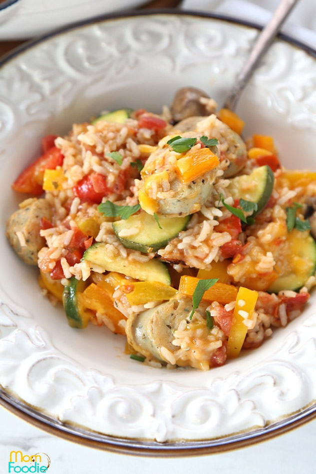 Cheesy Chicken Sausage Skillet with Italian Veggies