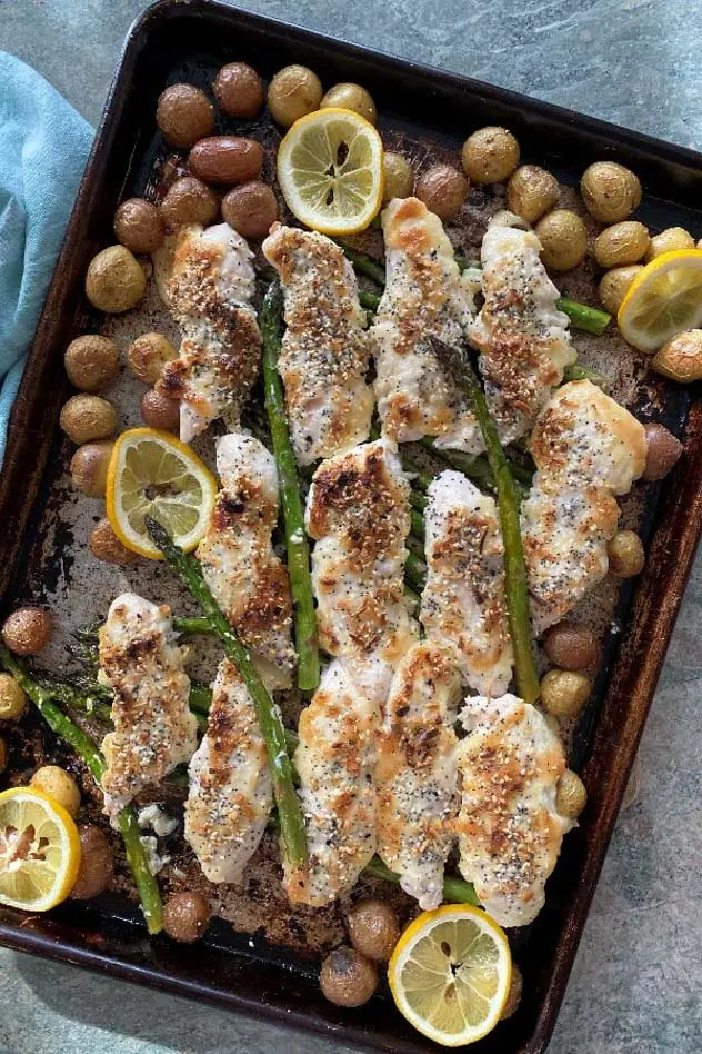 Parmesan Everything Bagel Chicken & Potatoes Sheet Pan Dinner