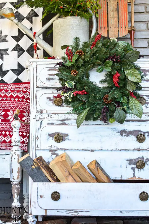 vintage inspired festive Christmas front porch