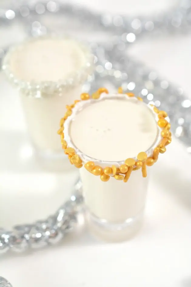 shot glass with sprinkled rim and milk shot