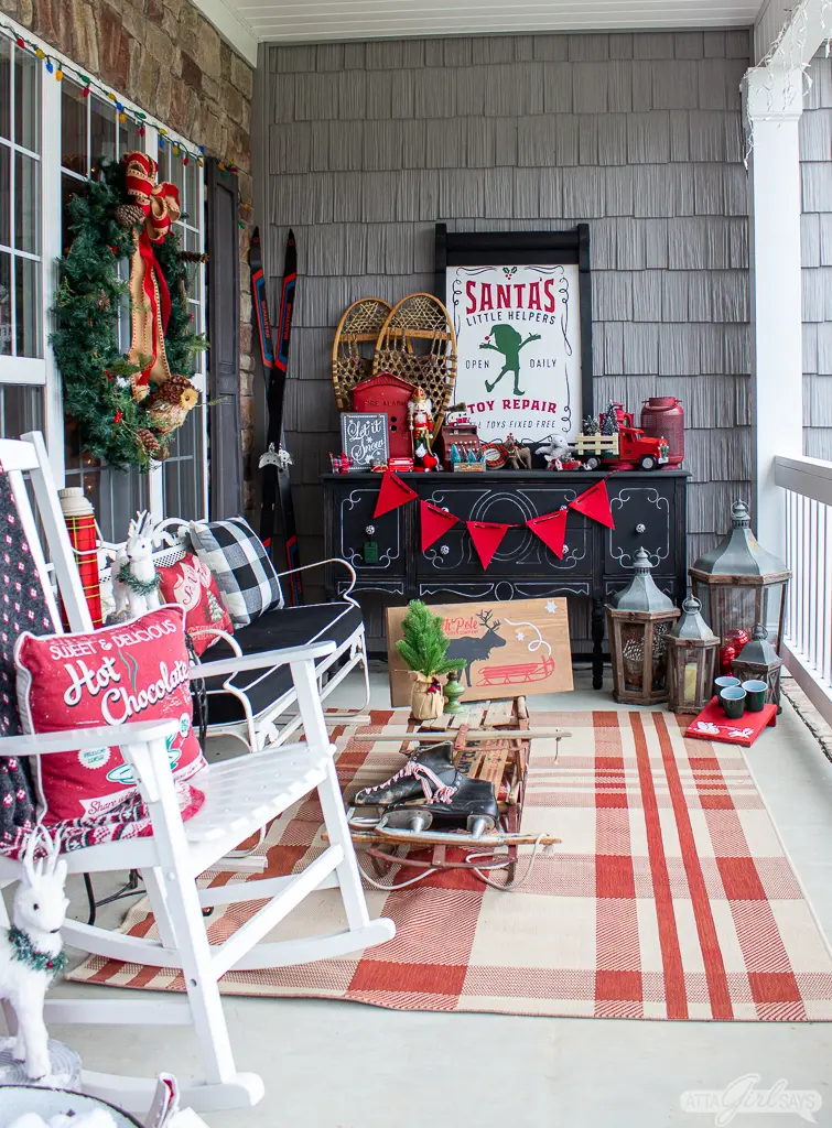 Santa's Workshop Christmas front porch design
