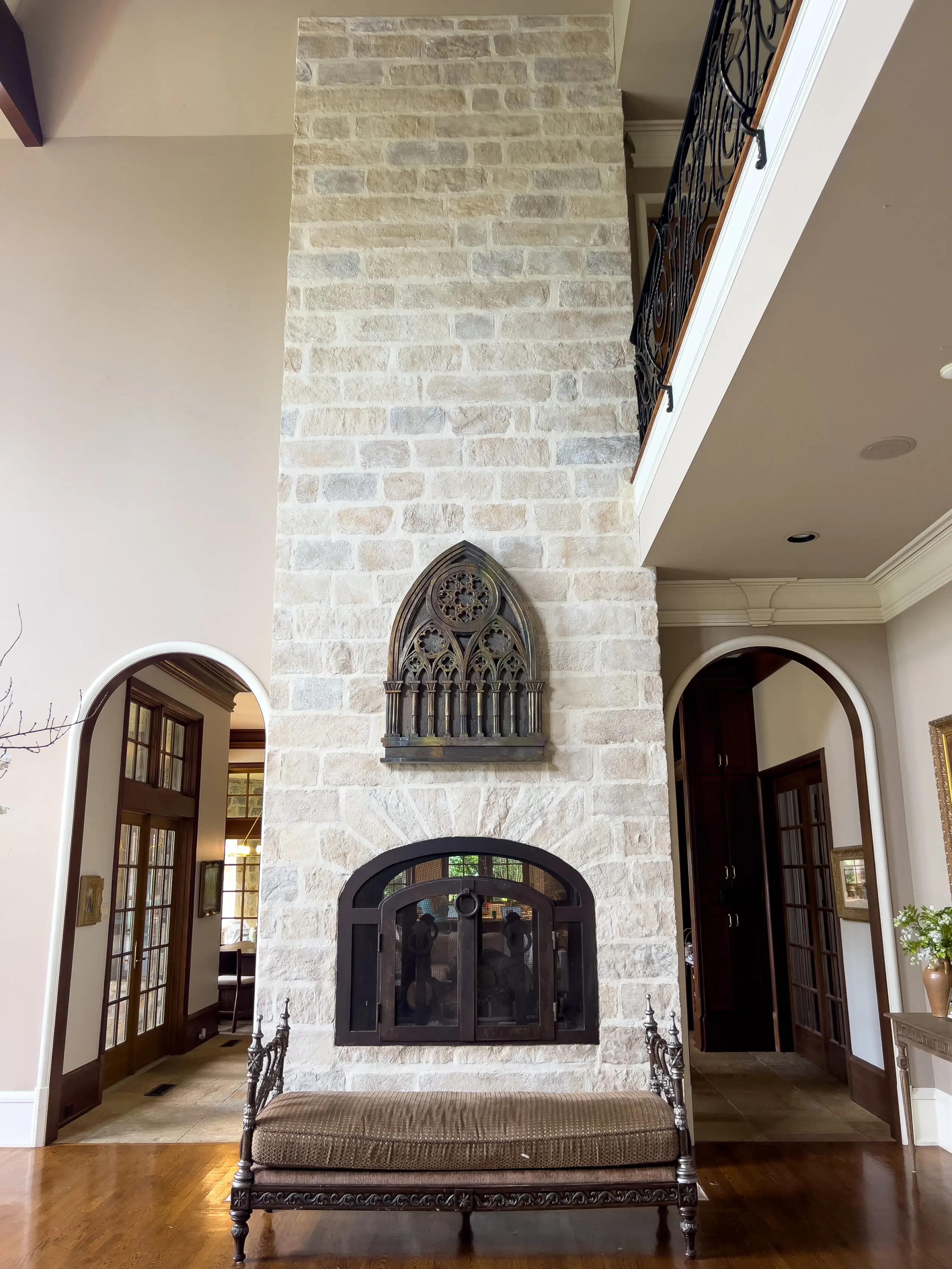 painted brick fireplace